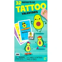 Avocado-To-Go Valentine Exchange Cards with Temporary Tattoos, 32ct