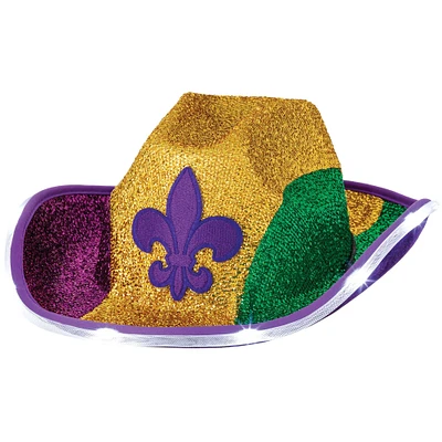 Light-Up Glitter Mardi Gras Cowboy Hat