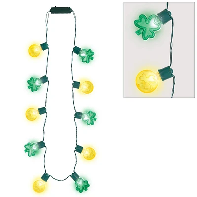 Light-Up Coin & Shamrock St. Patrick's Day Necklace, 15in