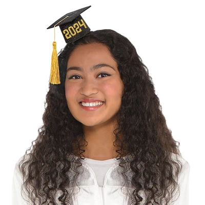Glitter Black & Gold 2024 Mini Graduation Cap