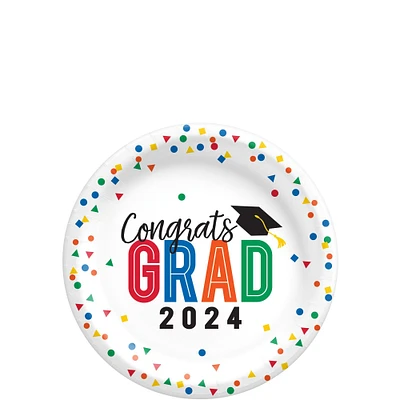 Multicolor Congrats Grad 2024 Paper Dessert Plates, 6.75in, 20ct - Colorful Future