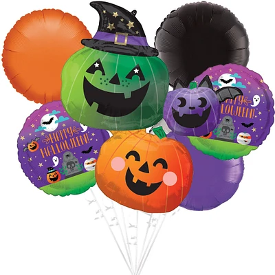 Pumpkin Witch Trio Halloween Foil Balloon Bouquet, 6pc