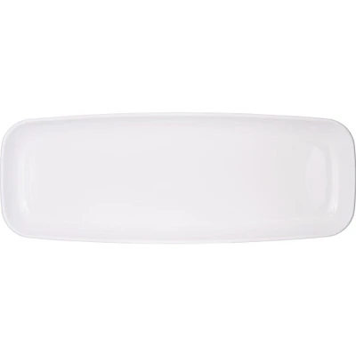 White Plastic Long Rectangular Platter, 6.5in x 17.5in