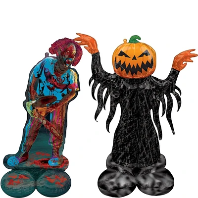 AirLoonz Creepy Clown & Pumpking Halloween Foil Balloon Set, 2pc