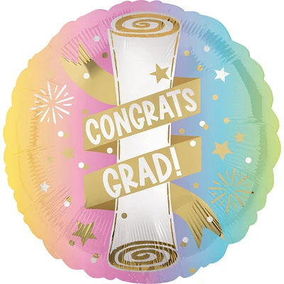 Pastel Grad Congrats Grad Foil Balloon, 18in