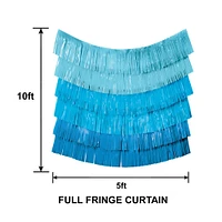Blue Plastic Fringe Banner Backdrop, 5ft x 7.3ft - Pool Party