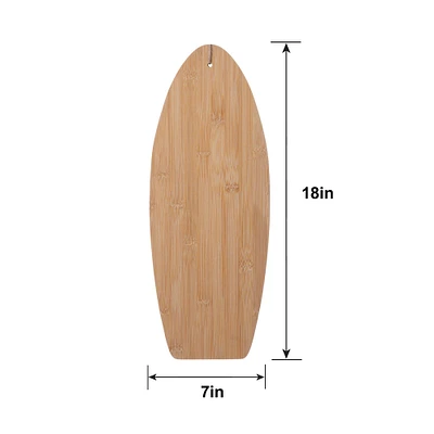 Surfboard-Shaped Bamboo Platter, 7in x 18in - Beach Life