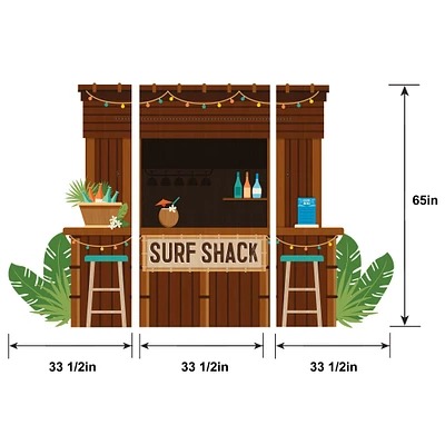 Beach Life Surf Shack 3D Plastic & Raffia Scene Setter, 8.4ft x 5.4ft