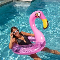 PoolCandy Glitter Inflatable Flamingo Pool Tube, 36in