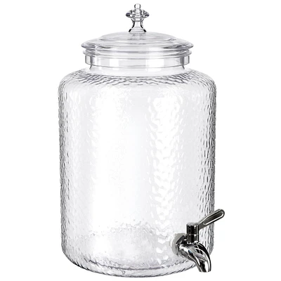 Clear Plastic Hammered Beverage Dispenser, 8qt