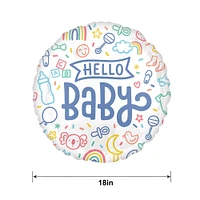 Sweet Baby Shapes Hello Baby Shower Foil Balloon, 18in