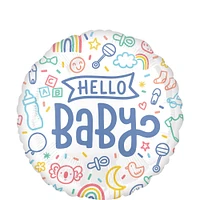 Sweet Baby Shapes Hello Baby Shower Foil Balloon, 18in