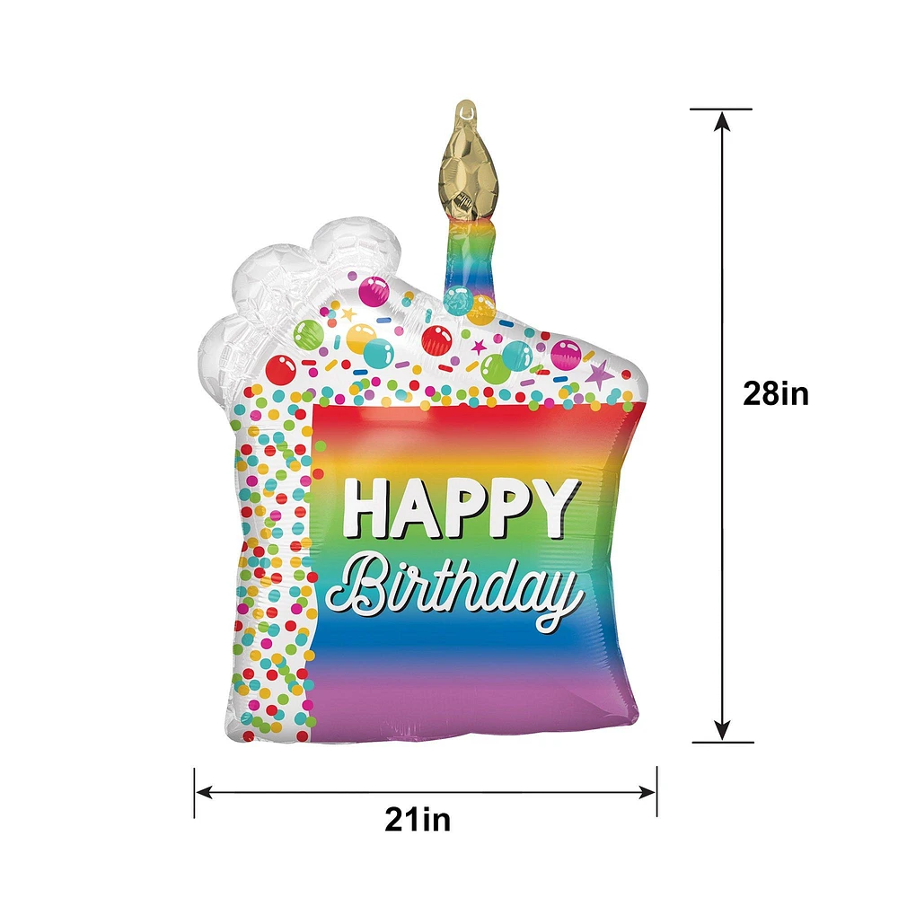 Rainbow Slice Happy Birthday Foil Balloon, 21in x 28in