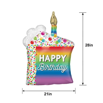 Rainbow Slice Happy Birthday Foil Balloon, 21in x 28in