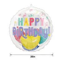 Pastel Confetti Happy Birthday Stuffed Plastic Balloon, 20in