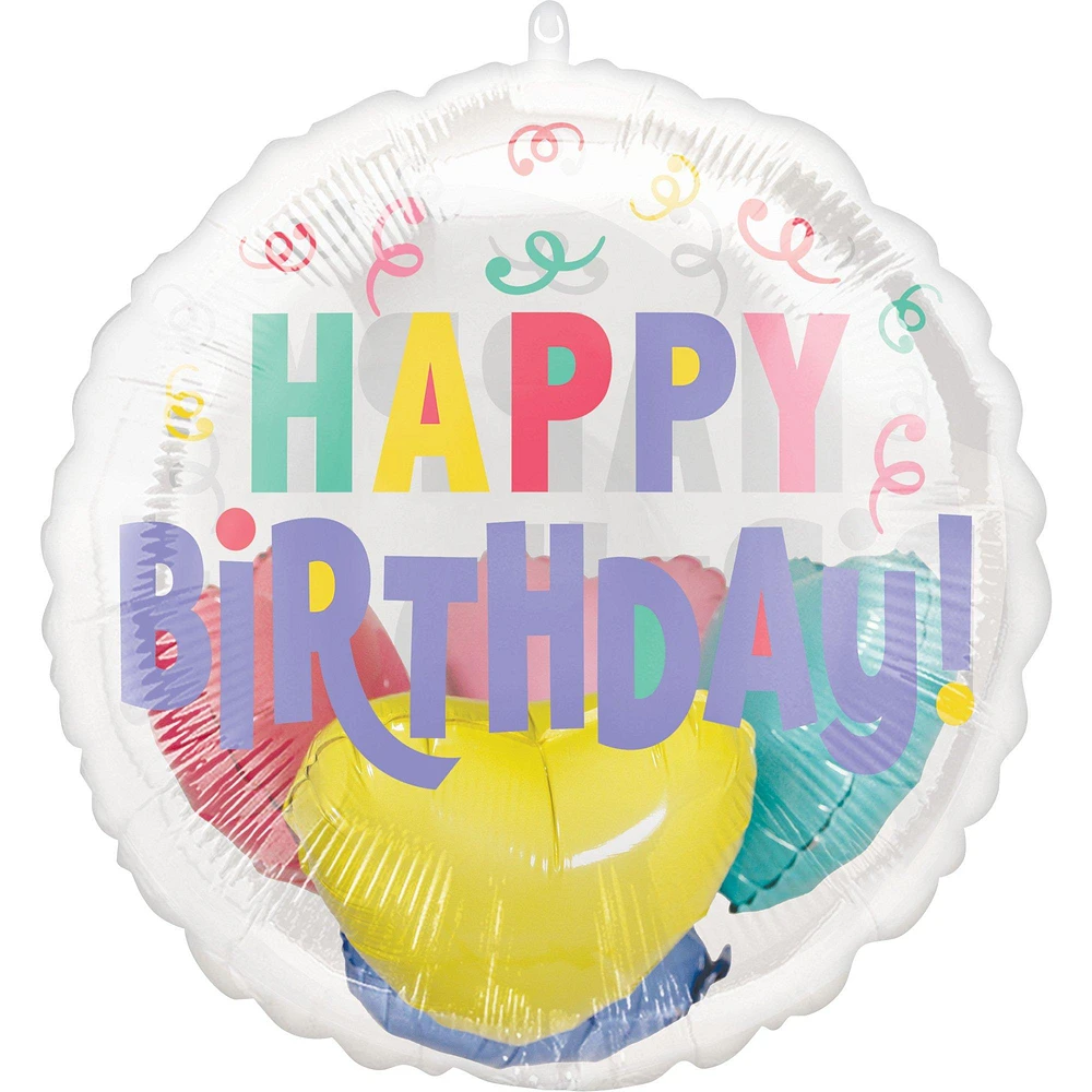 Pastel Confetti Happy Birthday Stuffed Plastic Balloon, 20in