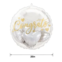 White & Gold Congrats Stuffed Plastic Balloon, 20in