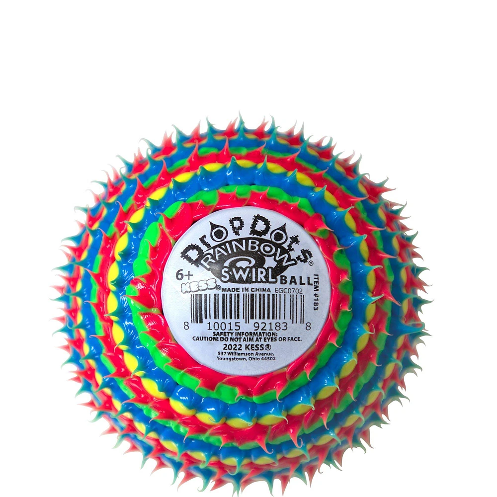 Rainbow Swirl Drop Dots Bounce Ball, 3.5in