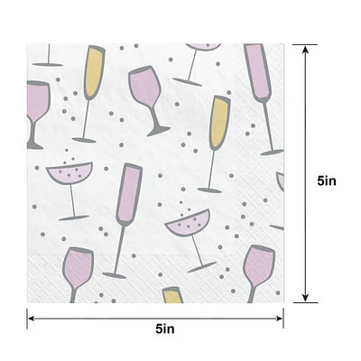 Cocktail Glasses Beverage Napkins, 5in, 20ct