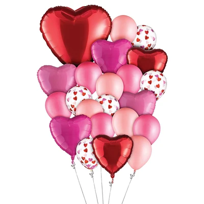 AirLoonz Stacked Hearts & Valentine's Day Foil & Latex Balloon Bouquet Kit, 23pc