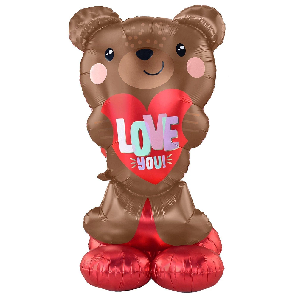 AirLoonz Love You Brown Bear & Valentine's Day Foil & Latex Balloon Bouquet Kit, 23pc