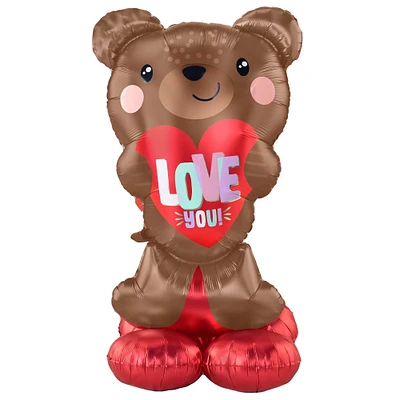 AirLoonz Love You Brown Bear & Valentine's Day Foil & Latex Balloon Bouquet Kit, 23pc