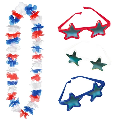 Child Patriotic Lei & Sunglasses Accessory Kit for 12