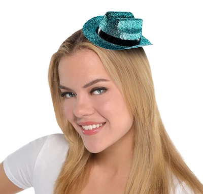 Light Blue Glitter Mini Cowboy Hat