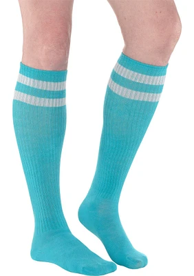 Turquoise Stripe Athletic Knee-High Socks