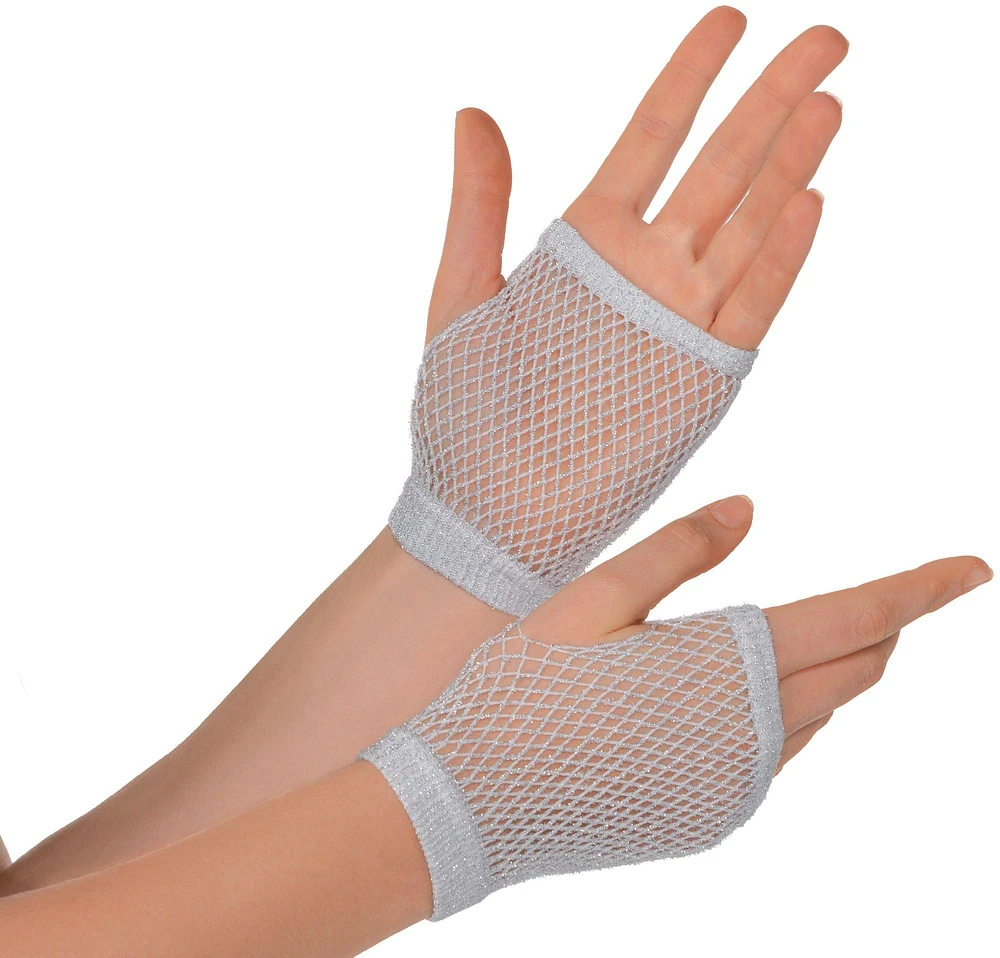 Silver Fishnet Glovelettes