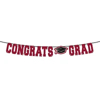 Maroon Congrats Grad Letter Banner, 12ft