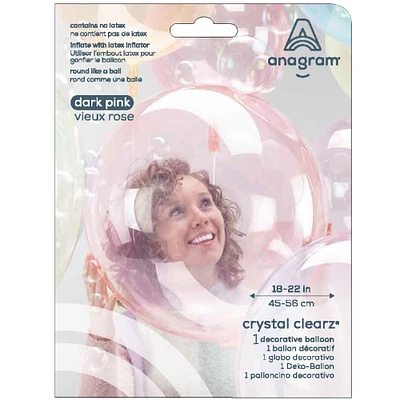 Clear Dark Pink Plastic Balloon, 18in - Crystal Clearz™