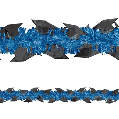 Blue Graduation Cap Tinsel & Plastic Garland, 9ft