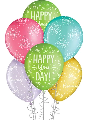 15ct, 11in, Pastel Happy You Day Latex Balloons