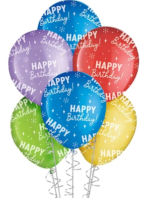 15ct, 11in, Primary Happy Birthday Latex Balloons