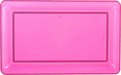 Bright Pink Plastic Rectangular Platter, 11in x 18in