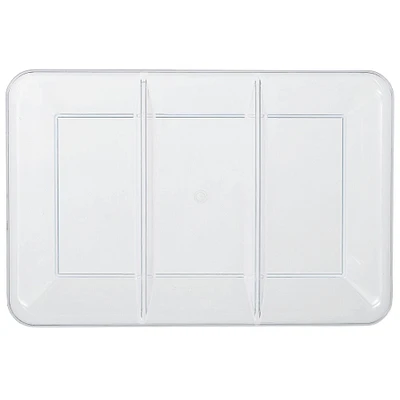 Clear Rectangular Sectional Plastic Platter, 9in x 14.2in