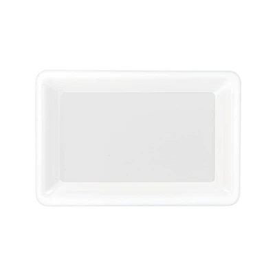 Medium White Plastic Rectangular Platter, 9.25in x 14.25in