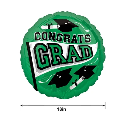 Festive Green Congrats Grad Foil Balloon, 18in - True to Your School