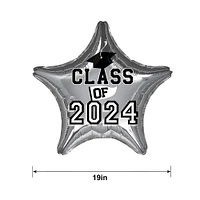 Silver Class of 2024 Graduation Star Foil Balloon, 19in