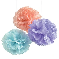 Rounded Pastel Tissue Pom Poms, 16 3/4in, 3ct