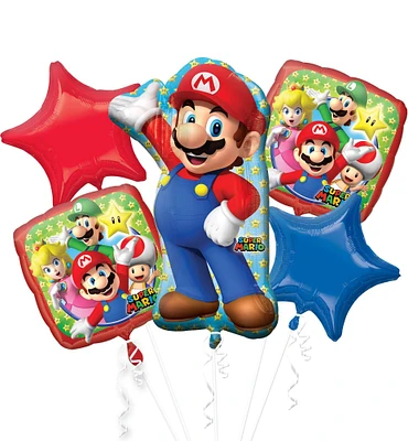 Super Mario Foil Balloon Bouquet, 5pc