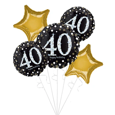 Sparkling Celebration 40th Birthday Foil Balloon Bouquet, 5pc