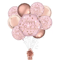 Blush Birthday Foil Balloon Bouquet with Balloon Weight, 10pc