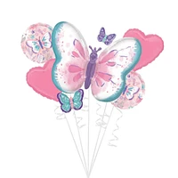 Fluttering Butterflies Foil Balloon Bouquet with Balloon Weight, 10pc