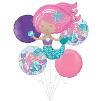 Shimmering Mermaid Foil Balloon Bouquet with Balloon Weight, 10pc