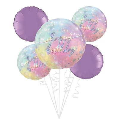 Luminous Birthday Foil Balloon Bouquet with Balloon Weight, 10pc