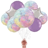 Luminous Birthday Foil Balloon Bouquet with Balloon Weight, 10pc