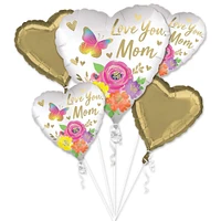 Premium Butterfly & Flowers Mother's Day Foil Balloon Bouquet with Balloon Weight, 13pc