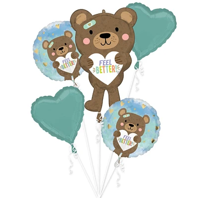 Feel Better Bear Foil Balloon Bouquet, 5pc